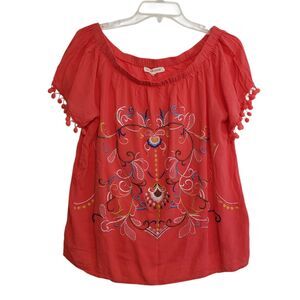Beautiful Grand & Greene Women's Embroidered Scoop Neck Blouse, Size Large